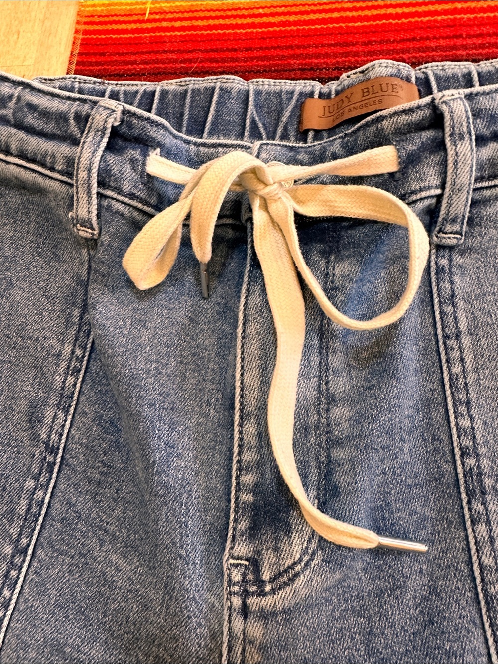 Judy Blue Light Wash Drawstring Boyfriend Jeans - Picture 4 of 9